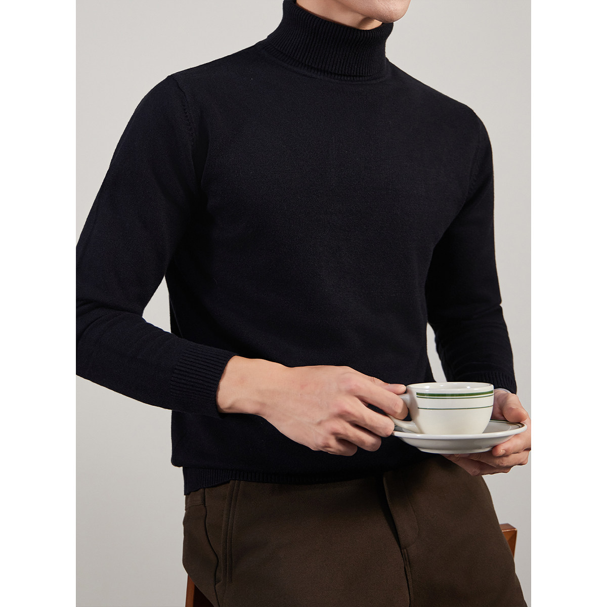 高领毛衣男秋冬季加厚男士黑色打底衫白色加绒内搭定制男款针织衫,淘宝优惠券,粉丝福利购,淘宝优惠卷