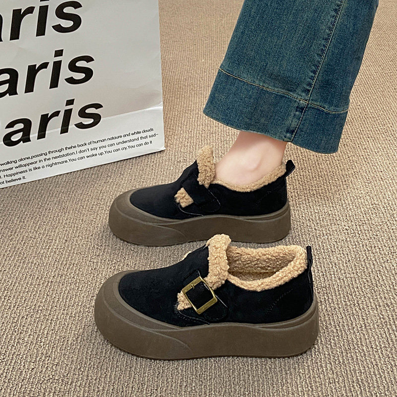 厚底加绒勃肯棉鞋女冬季2025新款一脚蹬爆款保暖乐福鞋34码豆豆鞋,淘宝优惠券,粉丝福利购,淘宝优惠卷