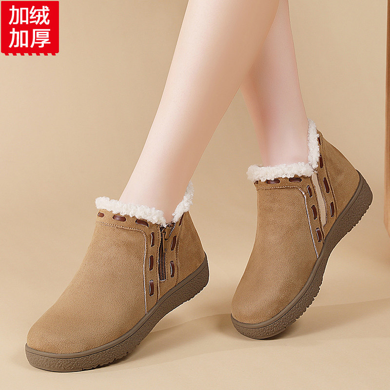 牛皮版保暖棉鞋女宽胖脚防寒保暖雪地靴轻便防滑加绒冬季妈妈鞋子,淘宝优惠券,粉丝福利购,淘宝优惠卷