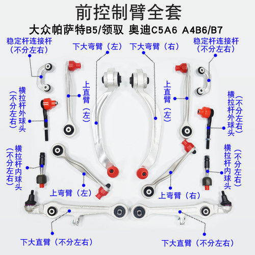 下支臂febi帕萨特B5领驭奥迪A4(B6B7)A6拉杆球头悬挂控制臂下摆臂 - 图2