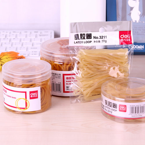 得力橡皮筋 橡胶圈 乳胶圈韧度好不易断100g/盒办公文具批发 - 图0