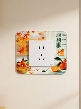新款中式开关边框套贴画厨房卧室客厅灯开关插座墙面开关保护套装