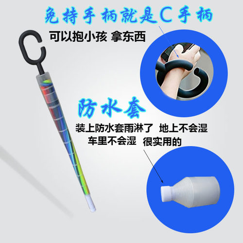长柄雨伞24骨直柄大伞自动双人防风车用彩虹伞带防水套定制印logo - 图0