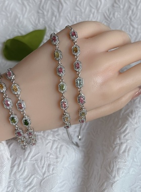 天然碧玺手链百搭韩版时尚糖果彩虹要你暴富事业女礼物包邮