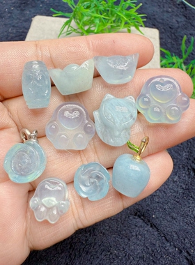 天然海蓝宝小猫爪吊坠精致百搭一图一物可爱礼物男女儿童精致