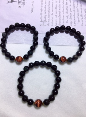 特价天然黑曜石手链手串虎眼石精致百搭礼物包邮