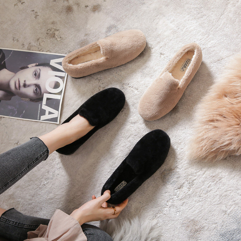 毛毛鞋女秋冬外穿厚底豆豆鞋女加绒保暖兔毛奶奶鞋棉鞋大码41到43,淘宝优惠券,粉丝福利购,淘宝优惠卷