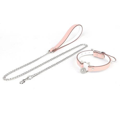 专属刻字狗牌猫咪爱铃铛项圈女皮革choker粉色牵引绳颈带男颈圈脖 - 图3