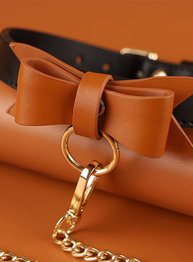 老钱风拼色英伦奢华蝴蝶结项圈