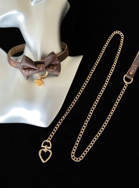 puppy奢侈老钱风蝴蝶结铃铛项圈