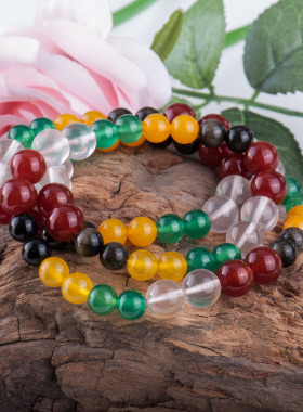 玛瑙金曜石水晶手串三圈毛衣链