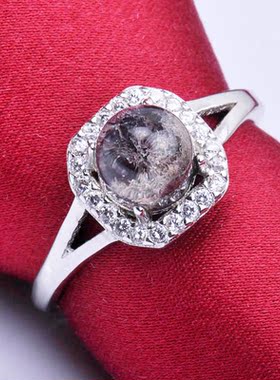 梦克拉s925银镶嵌发晶戒指 享爱 女款水晶指环