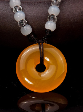 玉髓玛瑙平安扣白色紫色吊坠