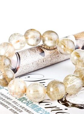 梦克拉发晶圆珠手链秋之物语 女款发晶手链