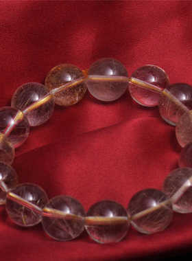 梦克拉  钛金发晶手链金发晶手链 臻言黄发钛晶手串 玉石