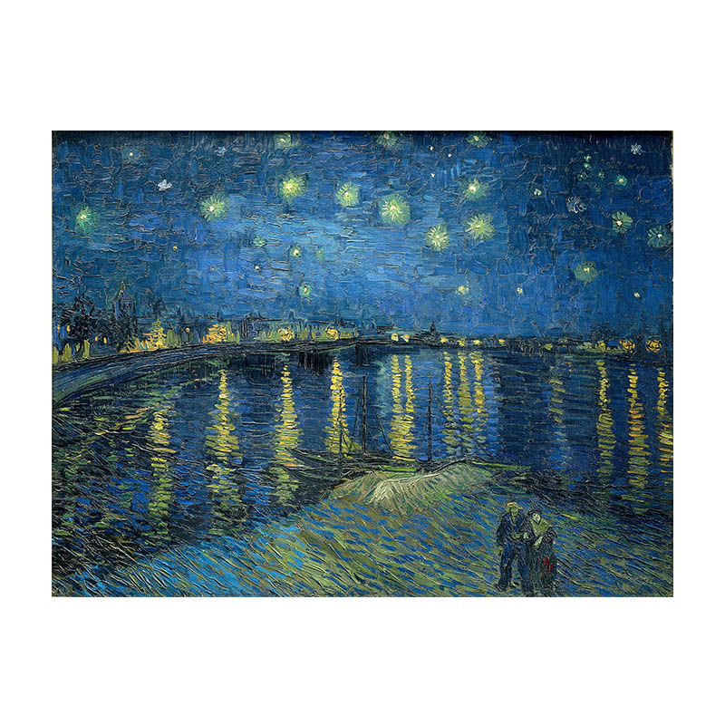 世界名画临摹用梵高罗纳河上的星夜无框画客厅办公室装饰画布画芯 - 图3