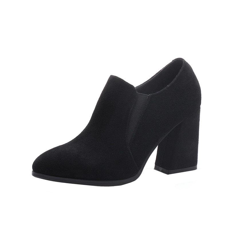 韩版磨砂深口单鞋女粗跟尖头2024春秋新款上班工作鞋子百搭高跟鞋,淘宝优惠券,粉丝福利购,淘宝优惠卷