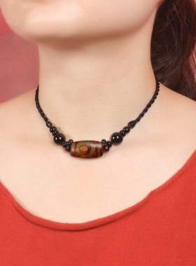 民族风手工天珠锁骨链