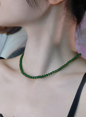 轻奢小众锁骨链短款项链绿色