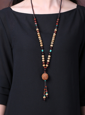 菩提项链民族风复古毛衣链长款流苏百搭吊坠挂绳挂件配饰品秋冬女