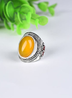 景泰蓝玉髓蛋形镶嵌戒指新款包邮