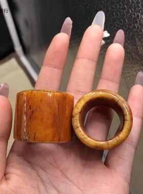 文玩收藏真品天然西藏老牦牛骨扳指吊坠指环女男款饰品戒子跑环