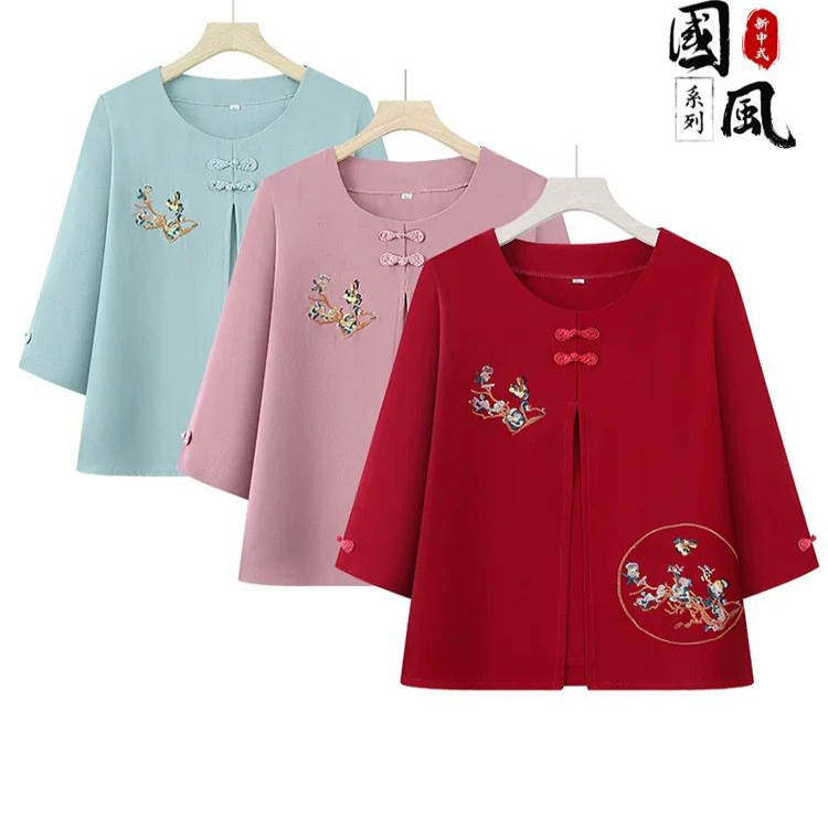 妈妈装夏装七分袖T恤中老年女装夏季套装奶奶衣服老太太两件套装,淘宝优惠券,粉丝福利购,淘宝优惠卷