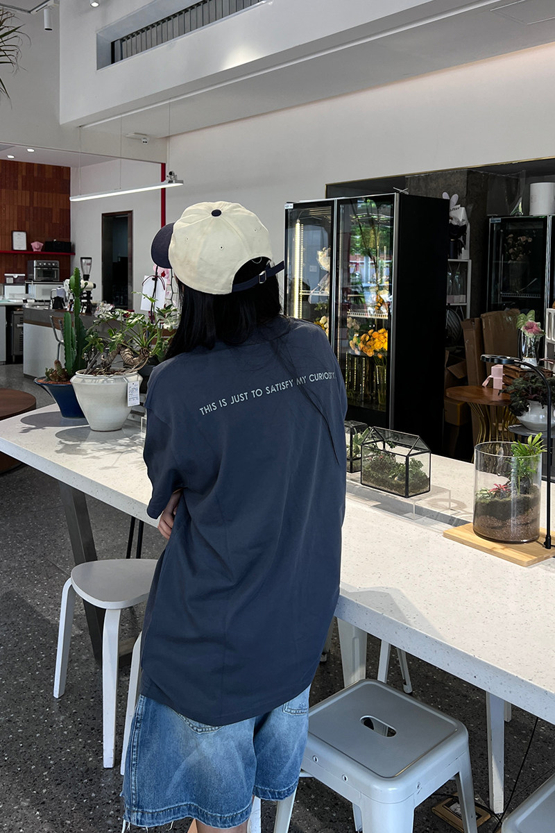 DAMN 2023SS厚印花银色字LOGO句子基础简约国潮宽松男女短袖T恤