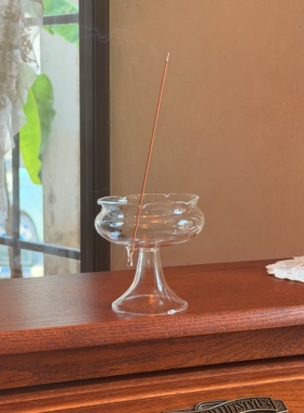 高硼硅玻璃莲花高脚线香座禅意