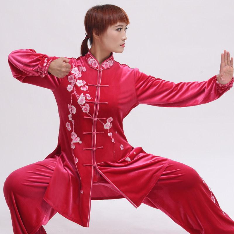 言一秋冬款太极服女秋装新款飘逸加厚不倒绒金丝绒太极拳练功服_虎窝淘