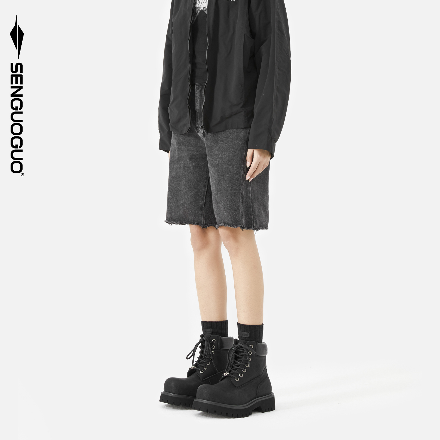 森果果 经典款黑色马丁靴男高帮2025冬季增高厚底户外大头靴子男 - 图1