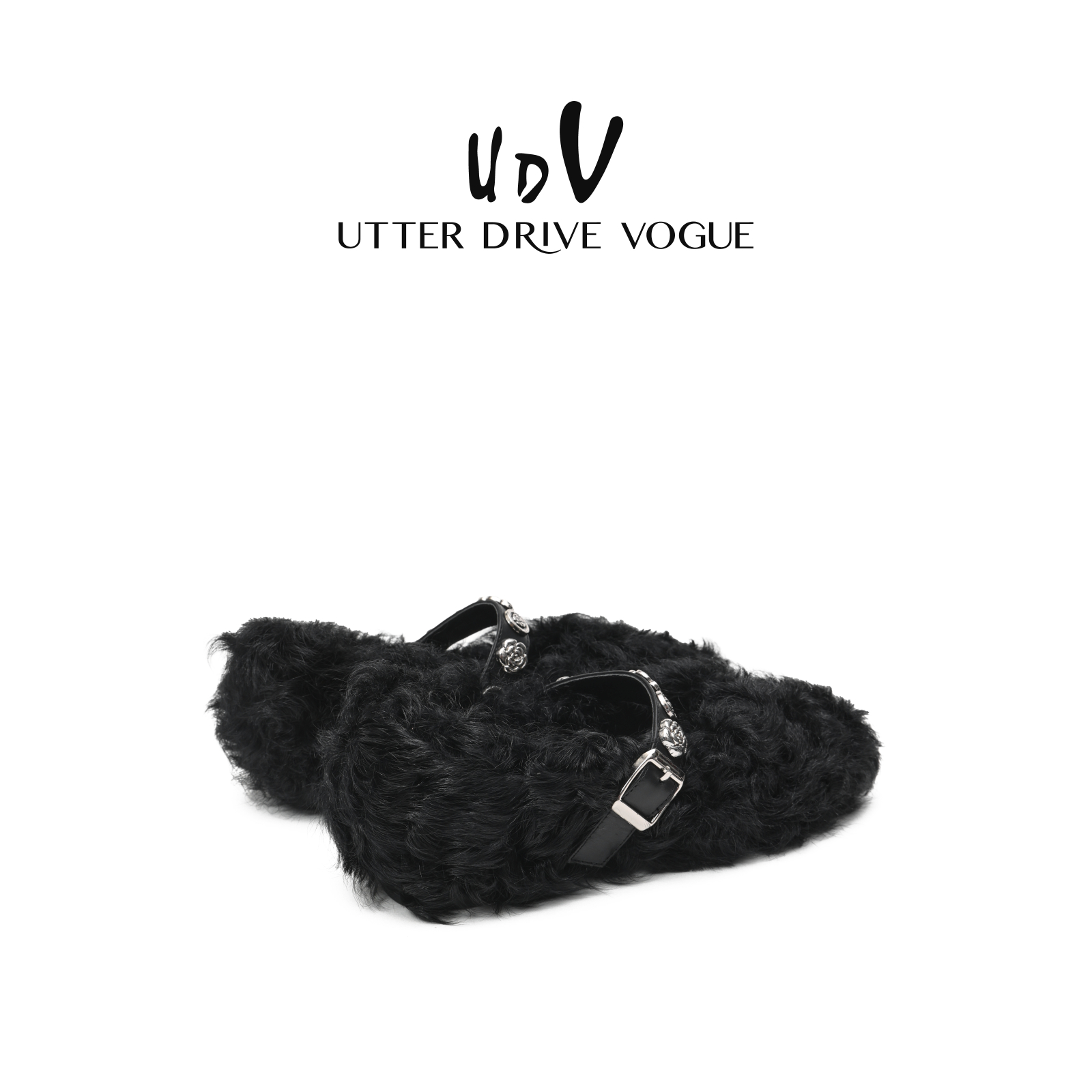 UDV舒适毛毛鞋女2025秋冬新款保暖一字带玛丽珍鞋外穿平底单鞋 - 图3