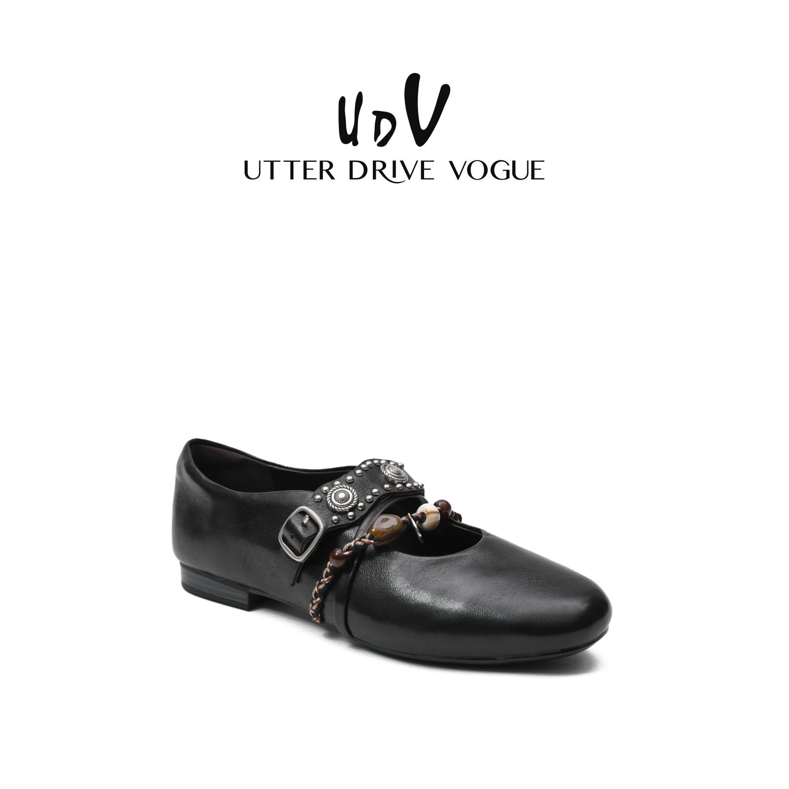UDV民俗坠饰真皮玛丽珍鞋女2026春季新款平底单鞋设计感小众女鞋,淘宝优惠券,粉丝福利购,淘宝优惠卷