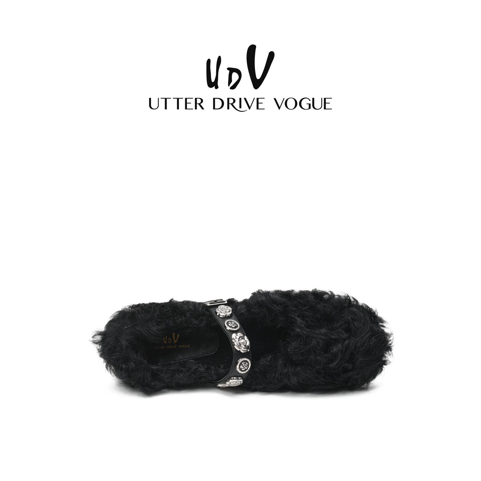 UDV舒适毛毛鞋女2025秋冬新款保暖一字带玛丽珍鞋外穿平底单鞋 - 图1