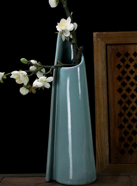 汝窑桌面摆件大井陶瓷开片中式