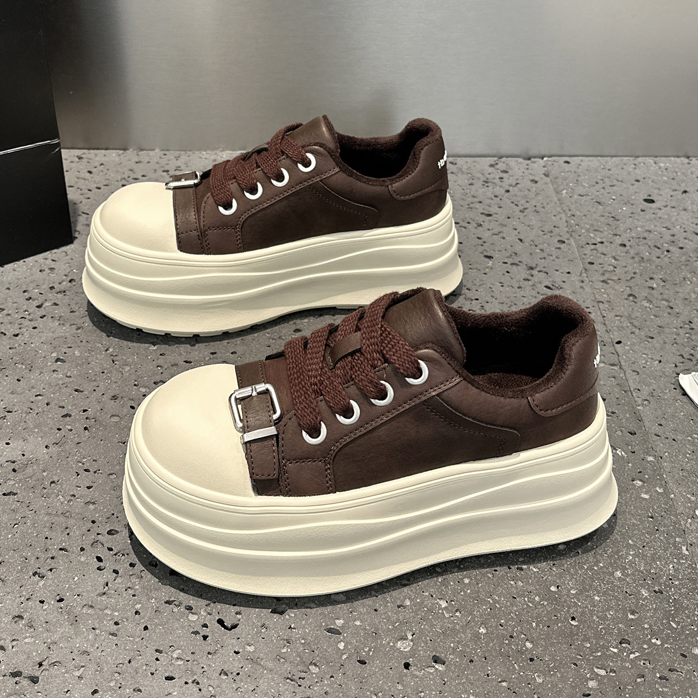 真皮小个子增高板鞋女2025新款秋冬加绒棉鞋厚底松糕软底休闲女鞋,淘宝优惠券,粉丝福利购,淘宝优惠卷