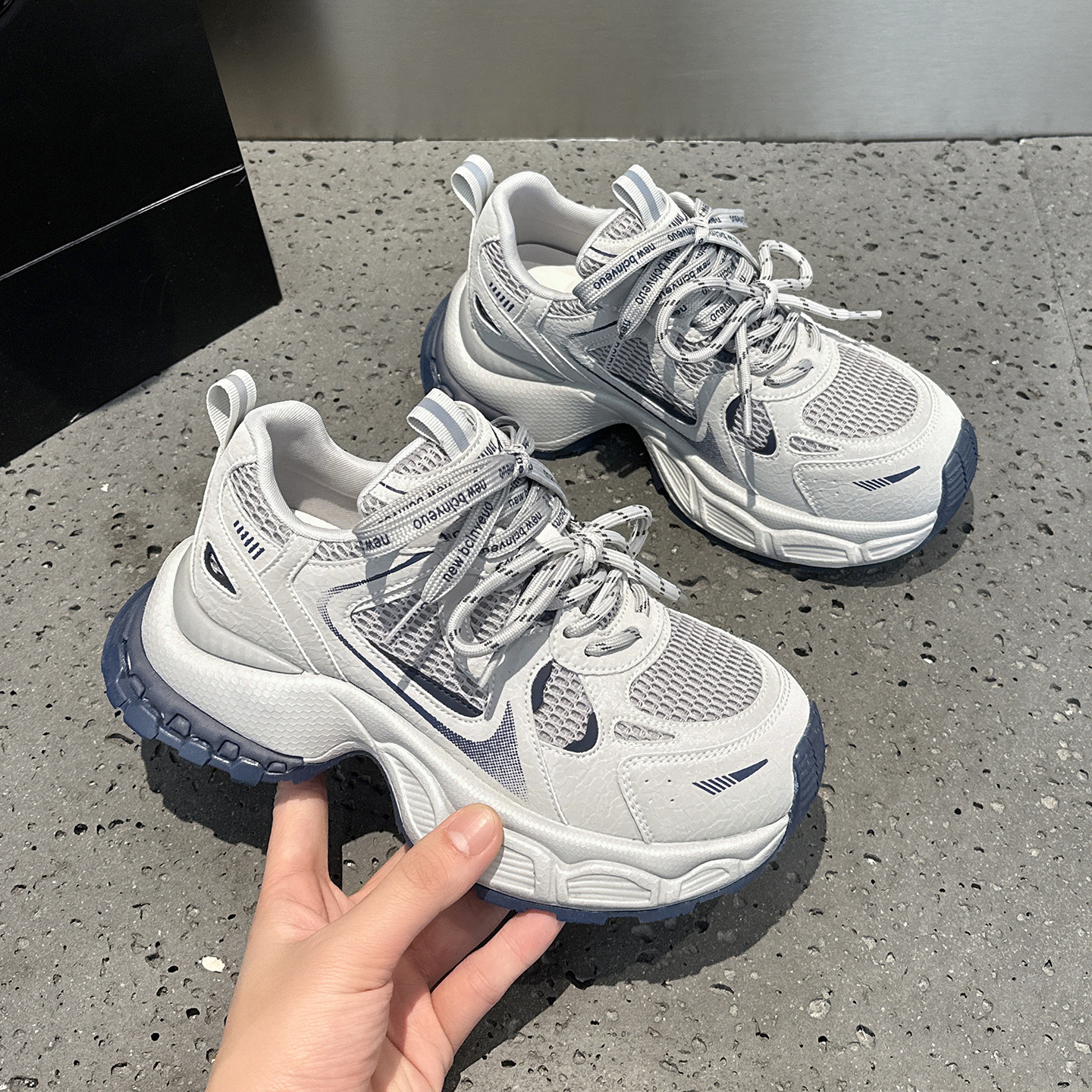 欧货白色老爹鞋女2026春季新款百搭轻便厚底网面休闲运动跑步女鞋,淘宝优惠券,粉丝福利购,淘宝优惠卷