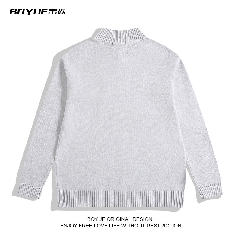 BOYUE帛跃半拉链纯色立领套头毛衣休闲打底修身保暖内搭男针织衫,淘宝优惠券,粉丝福利购,淘宝优惠卷