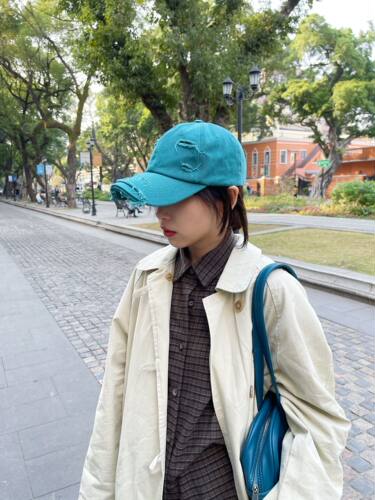 姚叔叔/推荐人手一顶~敲好戴！韩国百搭水洗做旧彩色割破棒球帽子 - 图0