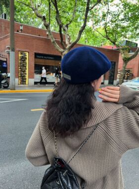 前进帽贝雷帽复古学院风男女秋冬