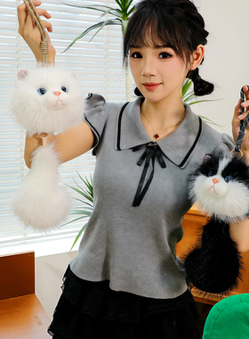 长毛绒仿真猫猫钥匙挂件
