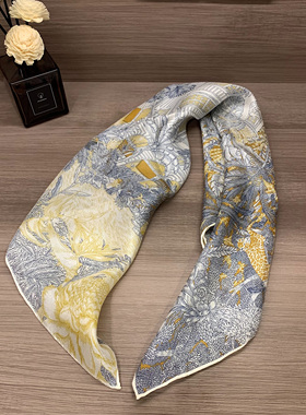 宠粉特 加密真丝西丽纱热带雨林福宝 100%桑蚕丝丝巾65×65cm方巾
