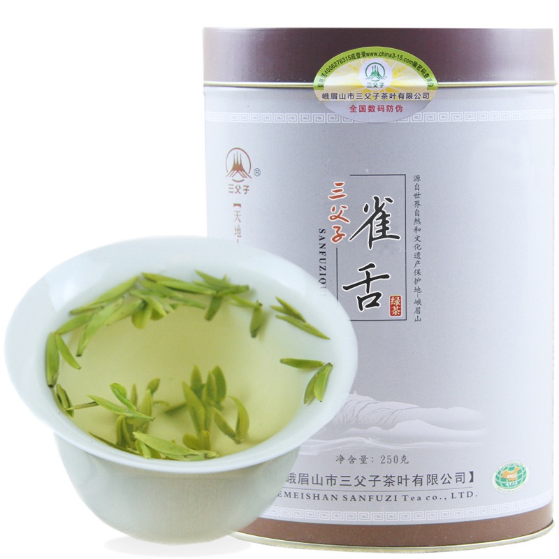 现货峨眉山茶2024年新茶三父子绿茶明前特级珍雀舌春茶叶250g-图0