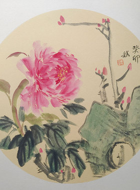 斗方写意花鸟画国画纯手绘卡纸画