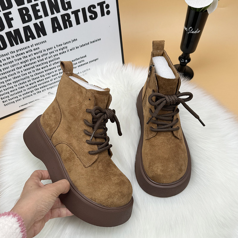 爆款厚底马丁靴女2025冬季新款棉鞋增高加绒保暖翻毛皮羊毛雪地靴,淘宝优惠券,粉丝福利购,淘宝优惠卷