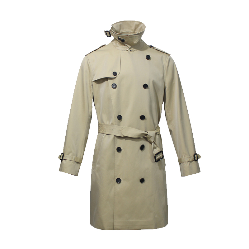 战壕风衣秋冬美式长款双排扣加绒加厚棉衣切尔西立领男装大衣外套