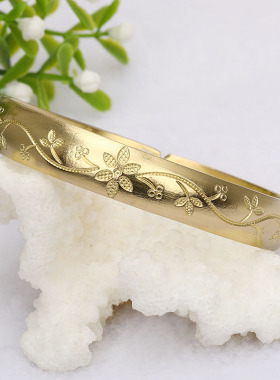 铜手镯实心女开口加厚正品民族风