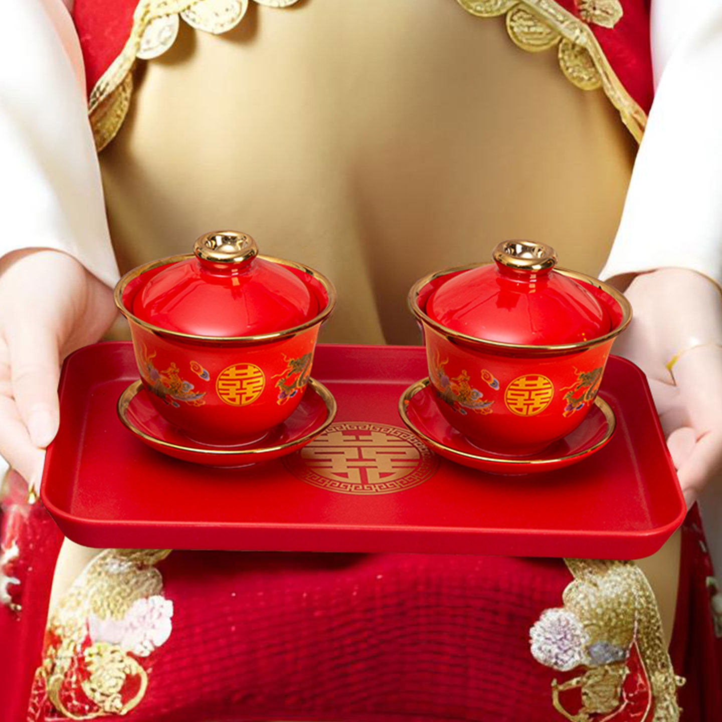 大红色结婚金边喜碗筷套装娘家陪嫁用品婚礼新人改口一对敬茶杯,淘宝优惠券,粉丝福利购,淘宝优惠卷
