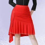 Новая юбка для джитбы кисточка для латинской танцевальной юбки Dots Pas Hot Diamond Dance Юбка Crystal Crepe Streamer четырехэтапная юбка