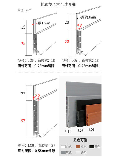 蒙莱奇门缝门底密封条自粘型隔音条木门玻璃门窗户防风贴挡水胶条 - 图2